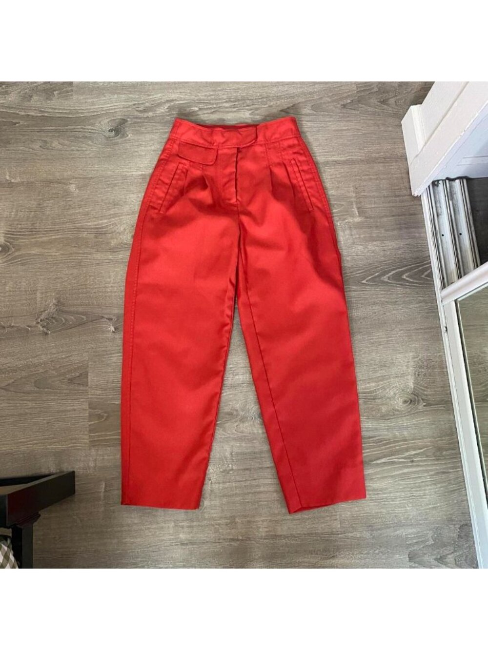 Red J.Crew pants with zipper and button closure